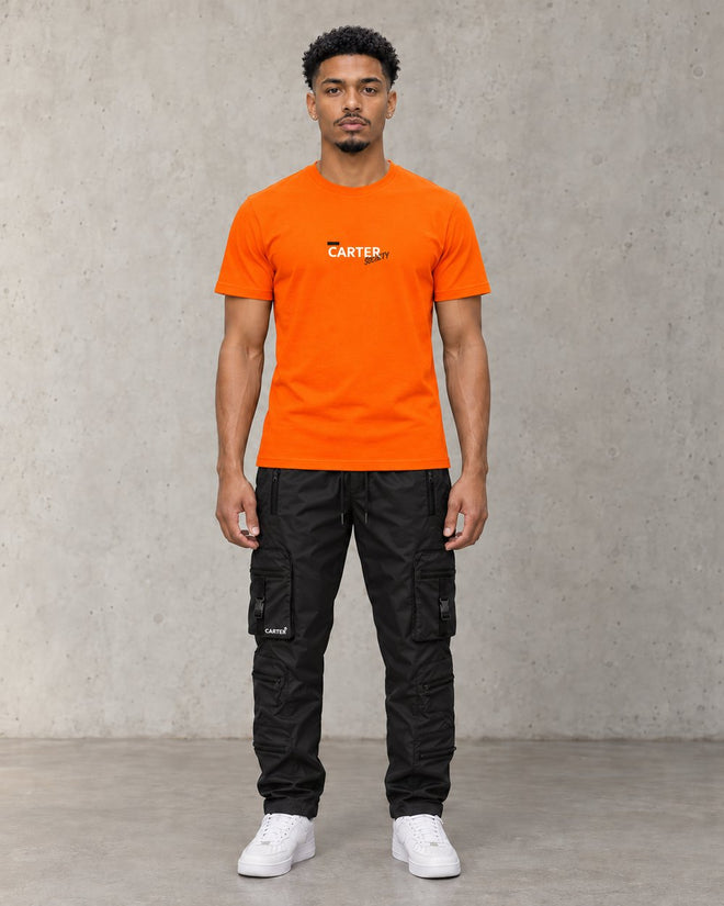 Franco Fitted Tee Orange, front, concrete studio