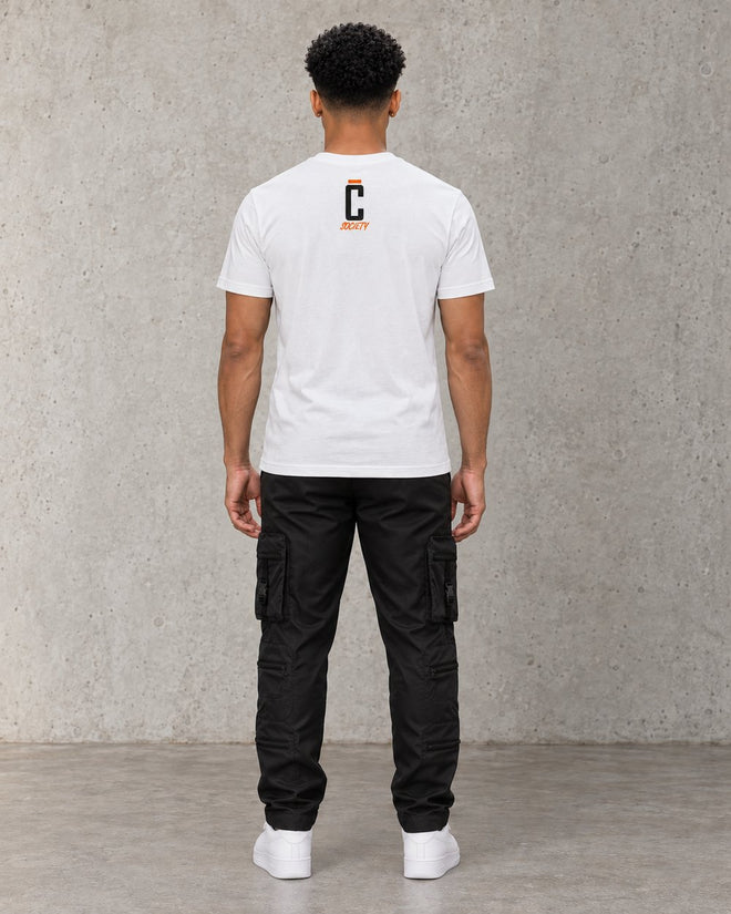 Franco Fitted Tee White, back, concrete studio