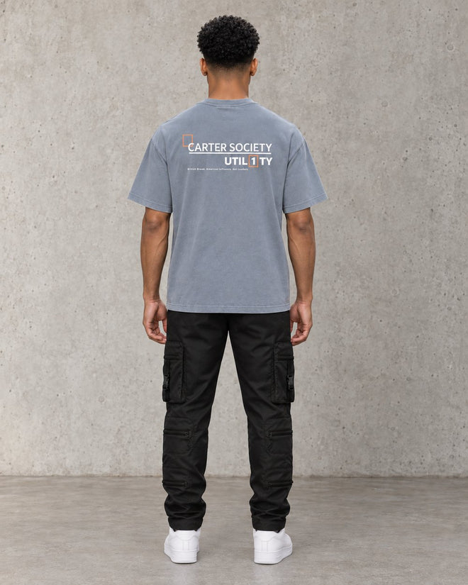 Utility Oversized Tee Steel, back, concrete studio