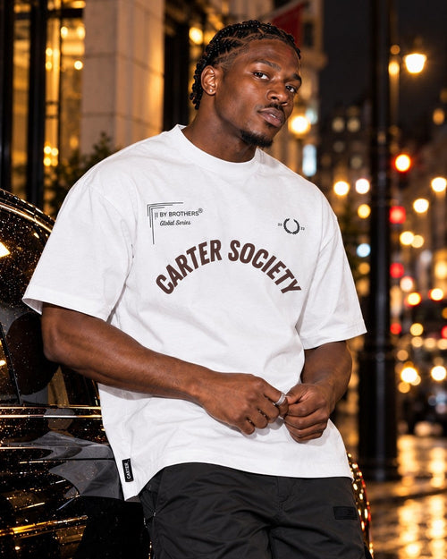 Bybrothers Oversized Tee White, close-up of the front print, London at night